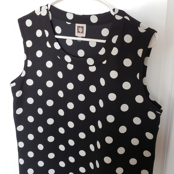 Anne Klein Polka Dot U-Neck Blouse - Picture 6 of 11